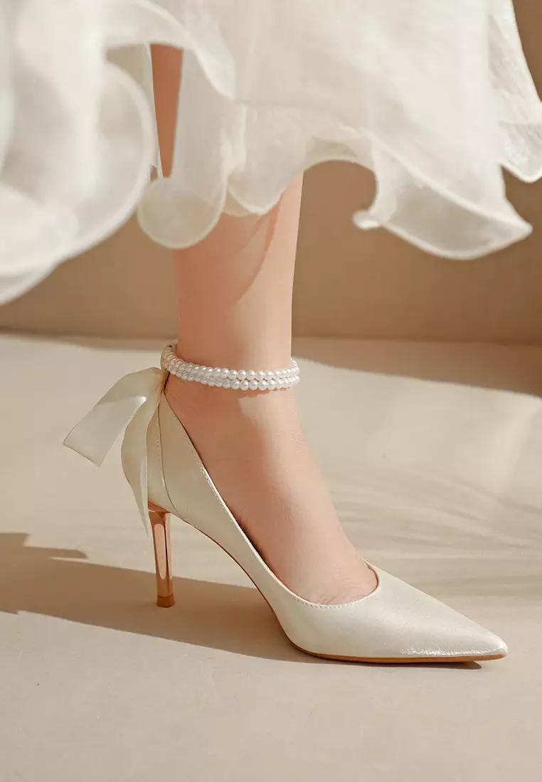 8CM Pointy Pearl Strap Pumps 2181-9