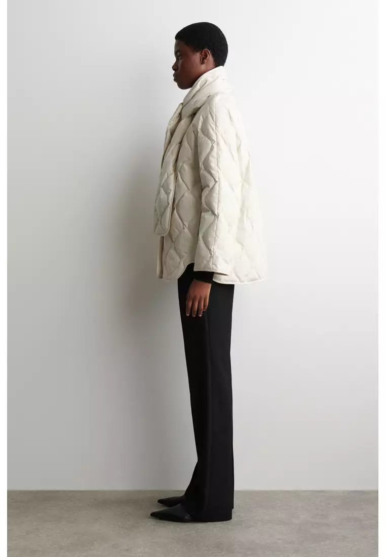 SCARF DETAIL QUILTED LINER JACKET
