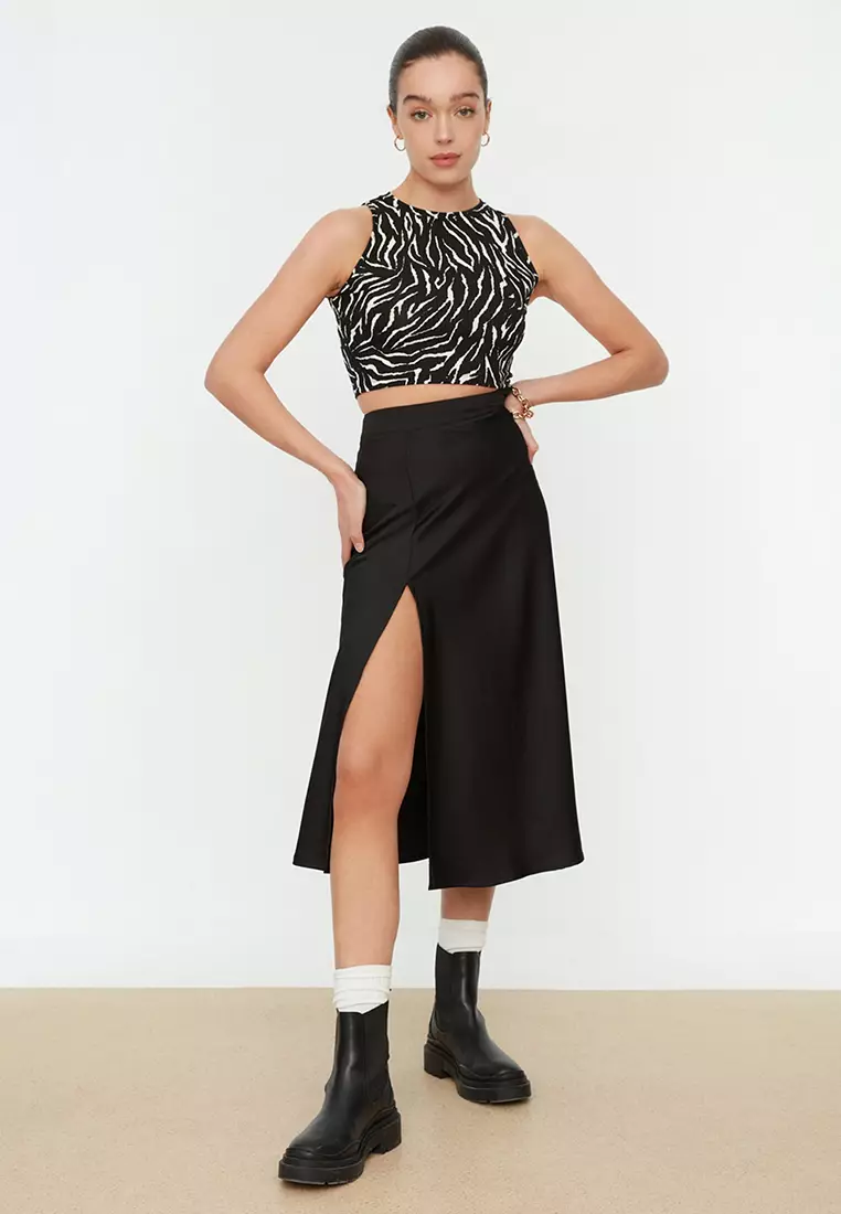 Print Fitted Crop Top