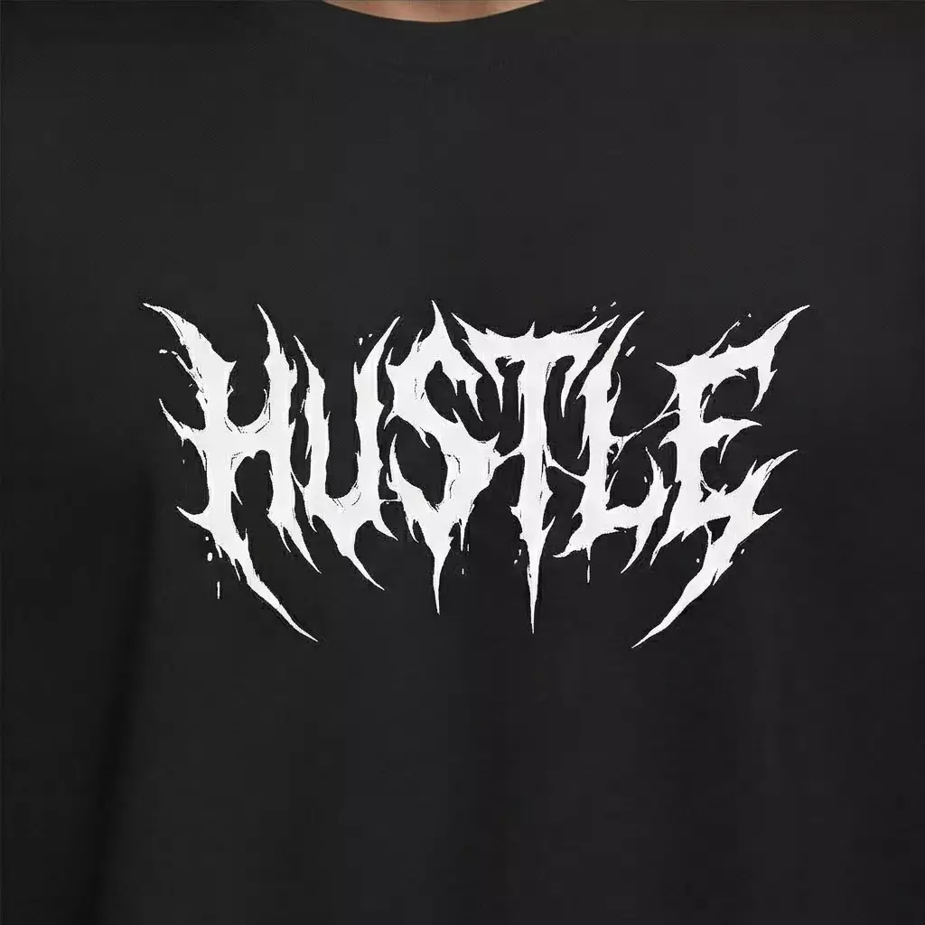 THIRDDAY Kaos Oversize Gym Hybrid Cotton 240gsm Drifit Anti Bau Anti Kusut "hustle metal" hitam MTZ63