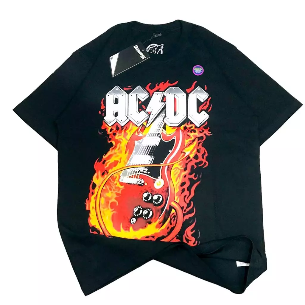 Ossu X Deesummer T-Shirt ACDC Guitar High Voltage Cotton Combed 24s