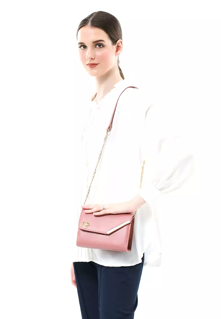 Michela Tas Selempang Wanita Rantai Premium Good Quality - Dusty Pink