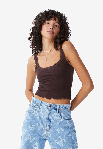 Cow Print Lace Trim Cami Top | tslislamicschool.id