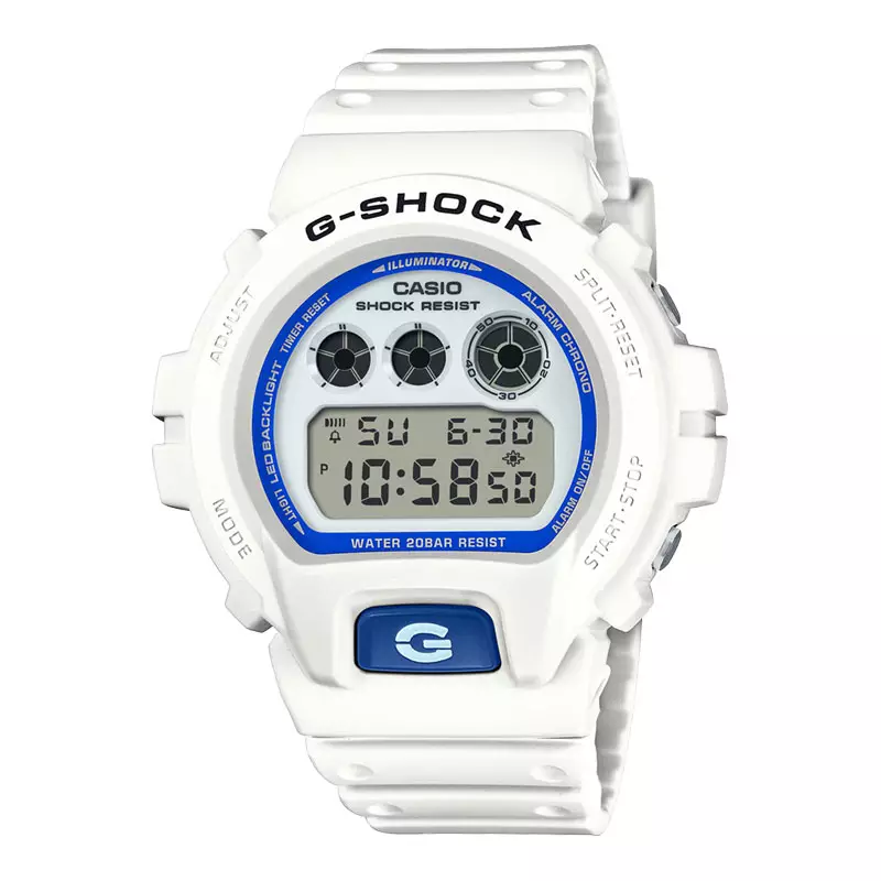 Jam Tangan Pria Casio G-Shock DW-6900HDS-7DR Hidden Glow Series Vol2 Digital Dial White Resin Band
