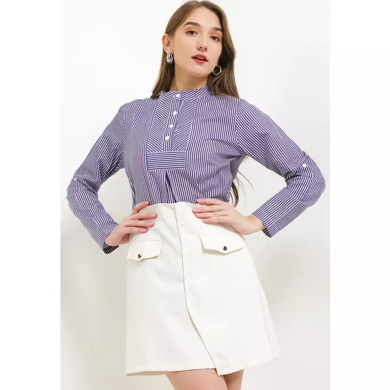 Lidia Blouse In Purple Stripe