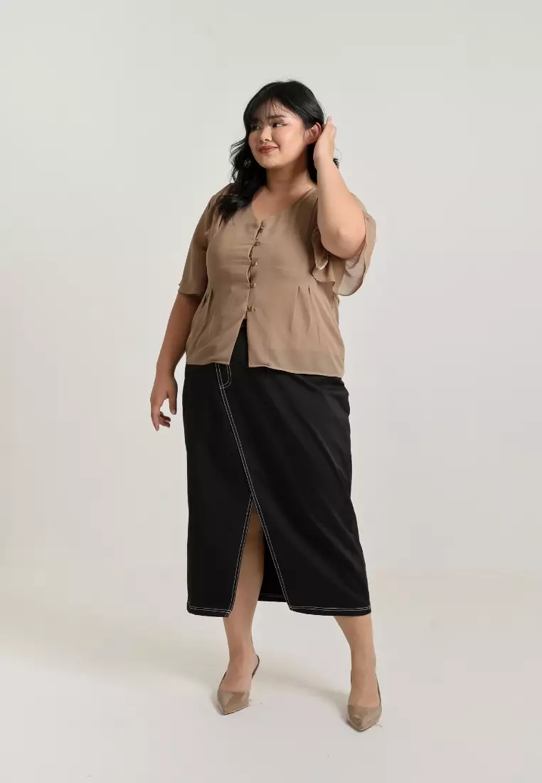 Plus Size Eliza Blouse Taupe