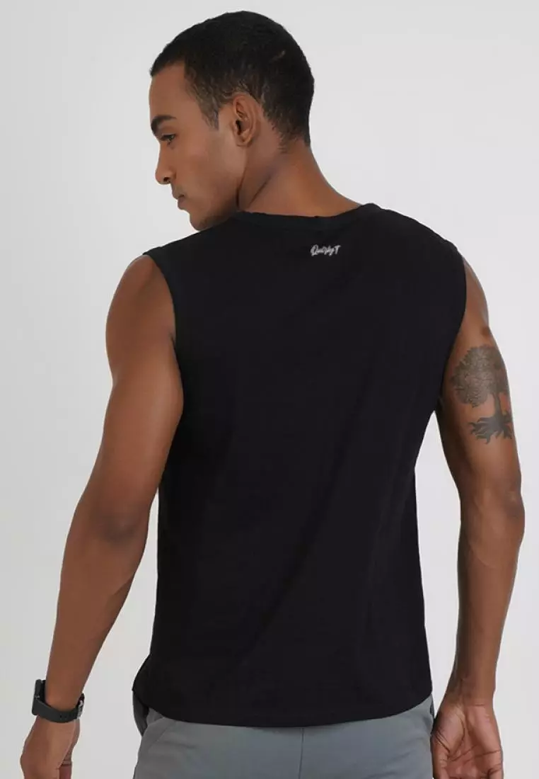 Buffalo Graphic Black Cotton Sleeveless Workout/Training Tank