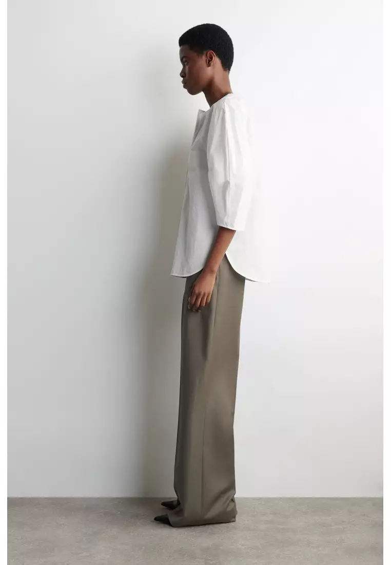 SCULPTURAL PIMA COTTON-POPLIN BLOUSE
