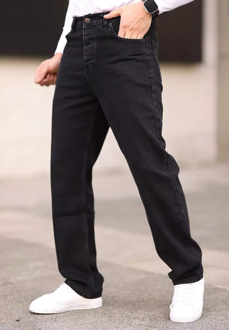 Black Baggy Fit Jeans Denim Trousers TMNAW24JE00027