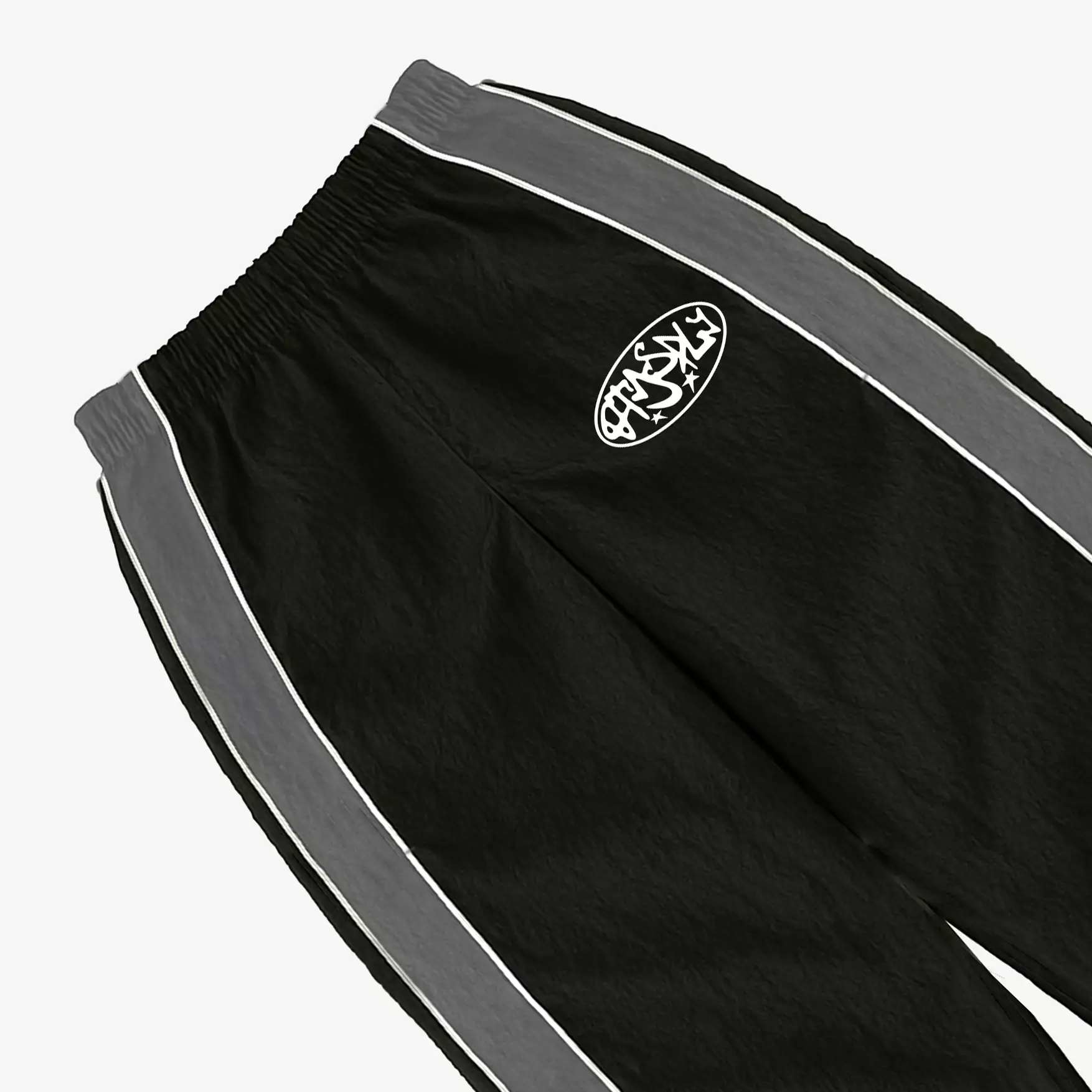 OOTDSUPPLY Trackpant Parachute Circle Black Grey l Celana Panjang Parasut | Longpants Sporty Unisex | TRP-CLN-BGRY