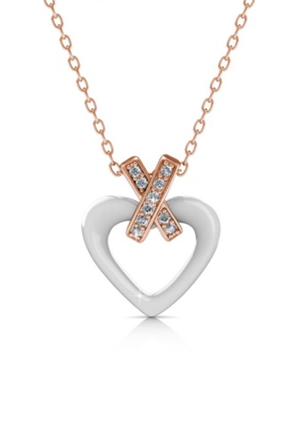 Her Jewellery white and gold Heart Ceramic Pendant (White) - Made with premium grade crystals from Austria HE210AC66TIBSG_1