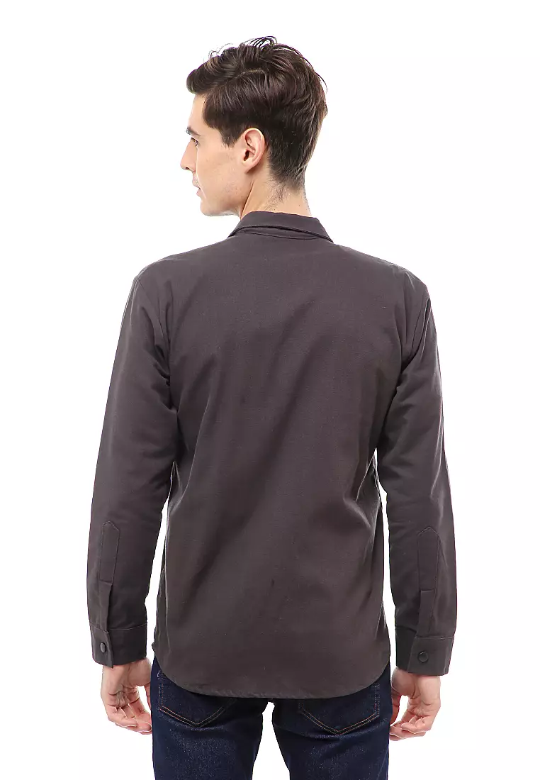 Clover Outerwear Jacket Pria Simple Design Material Canvas Suede ORIGINAL - Dark Gray