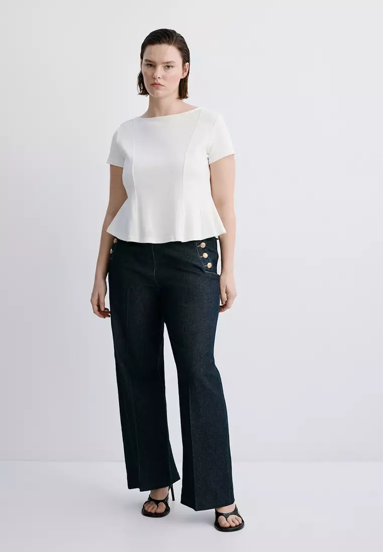 Wide-Leg Jeans With Side Buttons