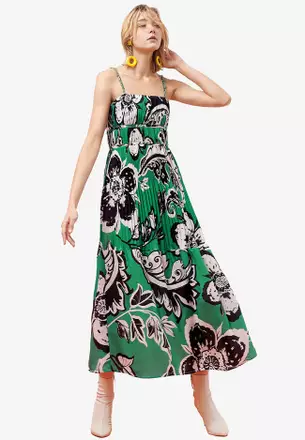 white christmas dresses Side Printed Pleated Shift Dress – SaturdayClub International