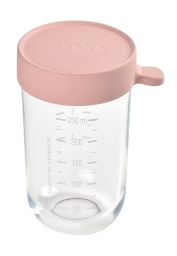 BEABA pink BEABA Glass & Silicone Container 8 oz / 250ml - Old Pink B284BES8B97B1BGS_1