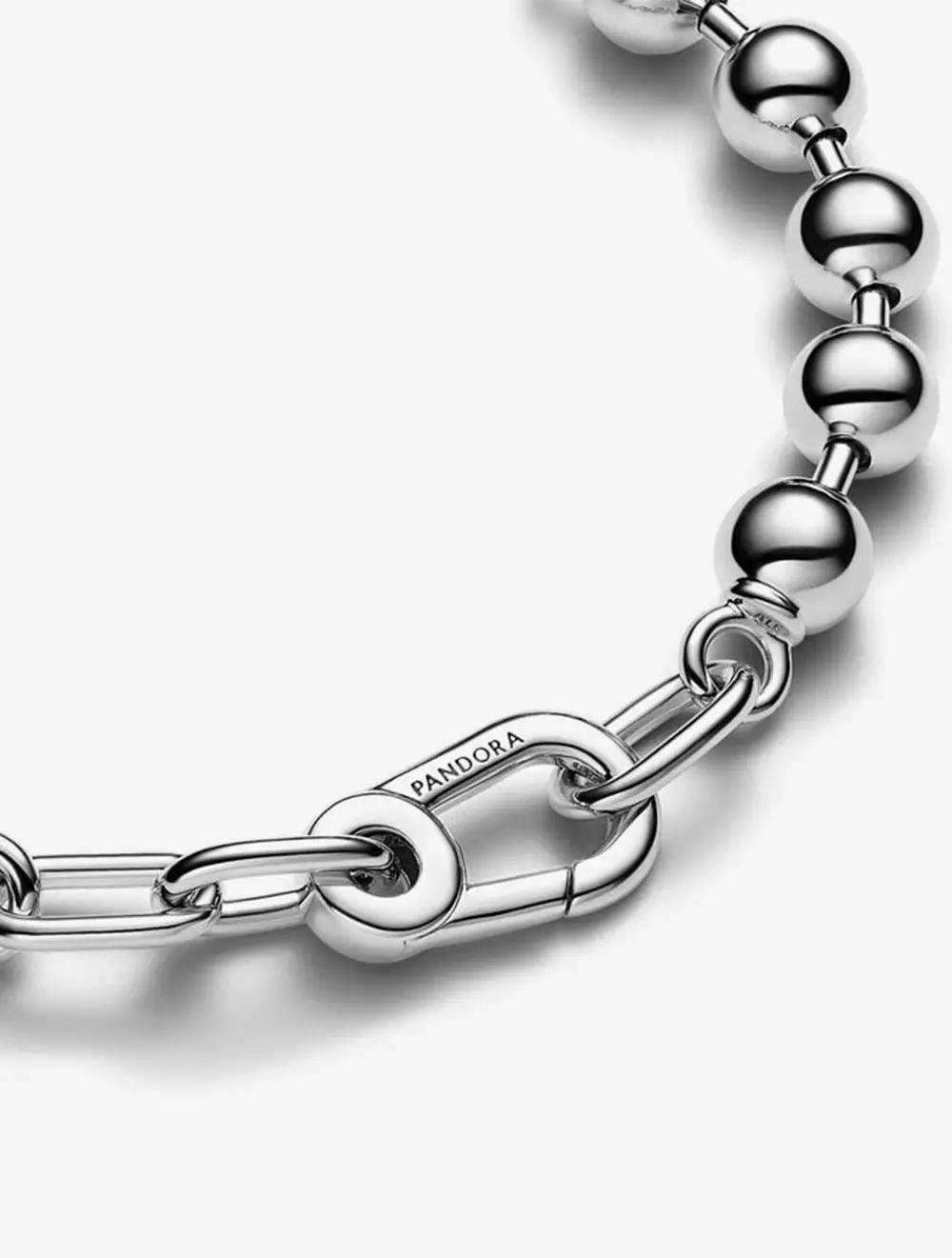 Sterling silver bead and link bracelet