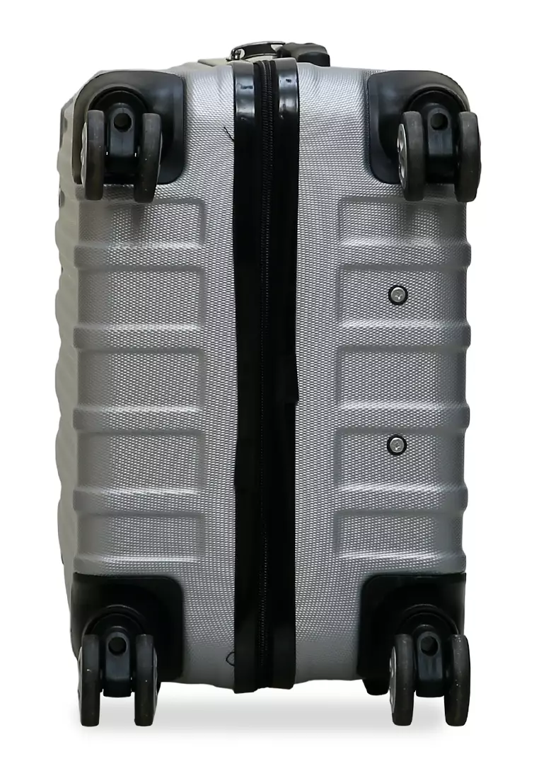 Isvara Tas Koper Hardcase Unisex One Set Suitcase Number Code Combination Lock Large Compartment Material ABS+PVC Coated ORIGINAL - Gray