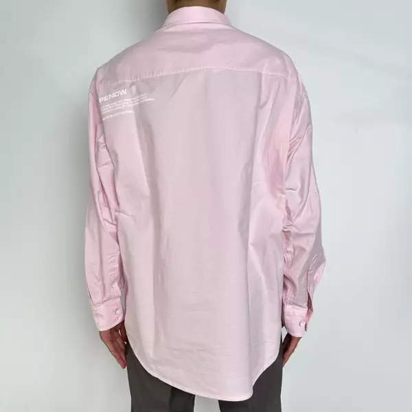 Kemeja AAPE NOW EMBROIDERY PATCH GREY BABY PINK LONG SHIRT 100% ORIGINAL