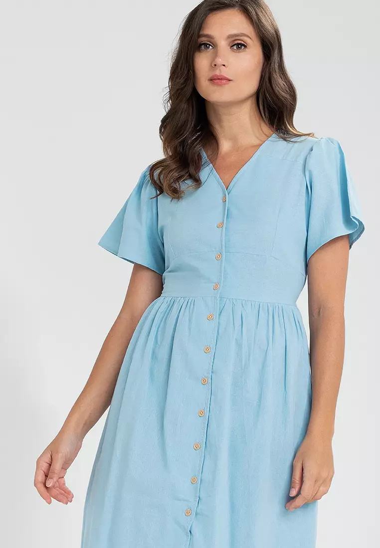 Light Blue Puff Sleeve Top – Olivia Dress