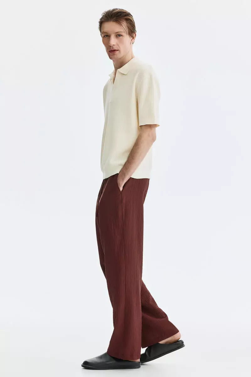 Regular Fit Cable-knit polo shirt