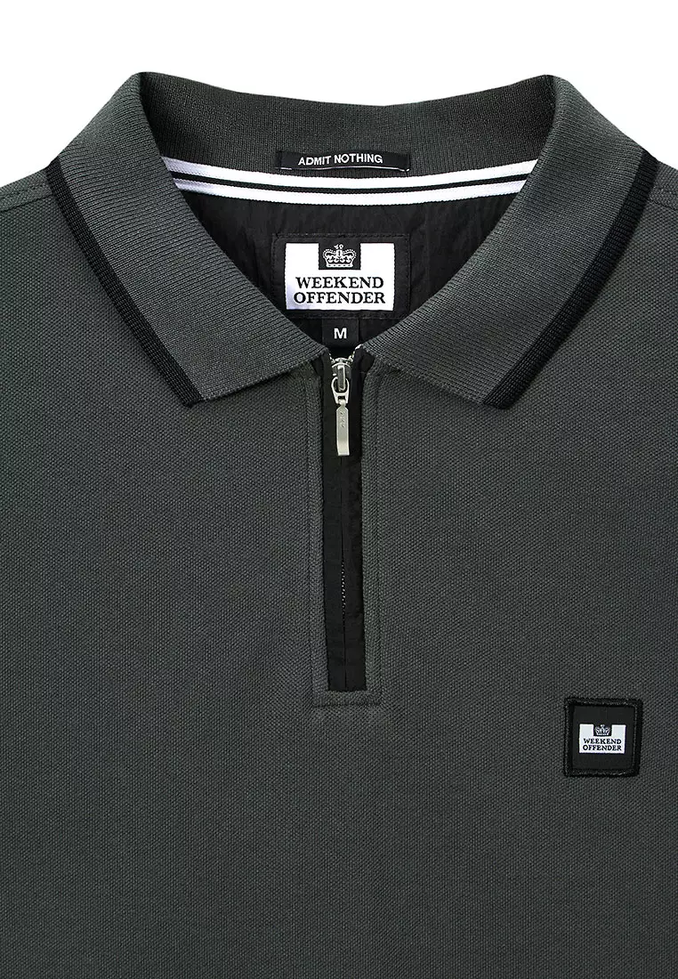 MENS CYCLONE/BLACK MONTI ZIP POLO WITH PARACHUTE DETAIL