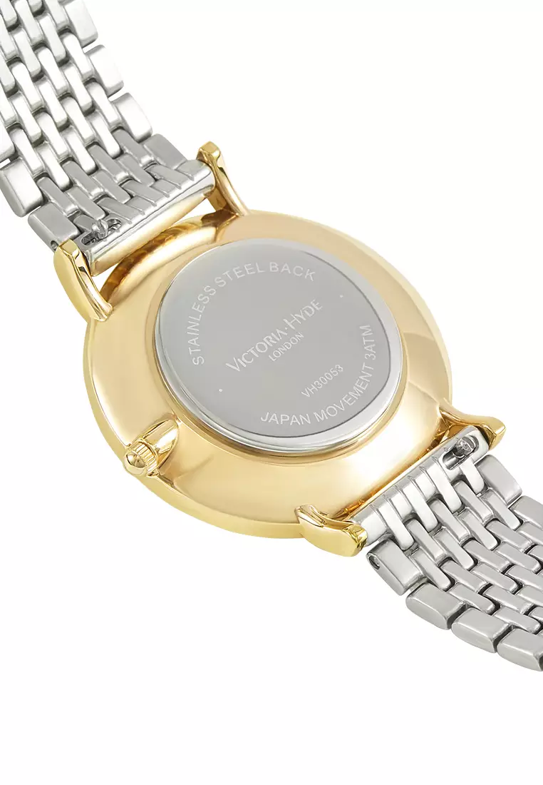 女士手表 經典雙色金銀不鏽鋼表鏈 金色 33mm圓形外殼-金色