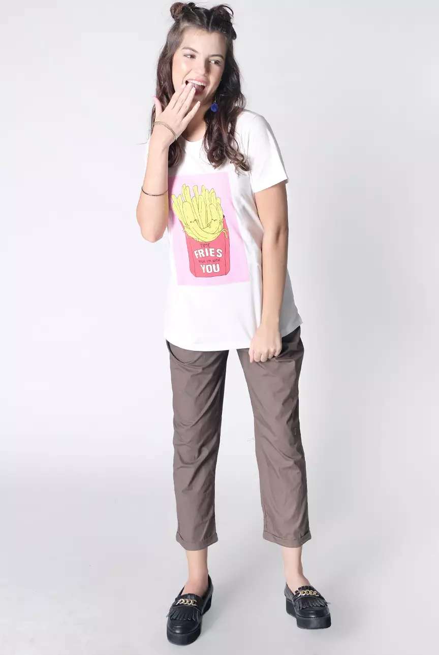 Kaos Wanita Fries Offwhite