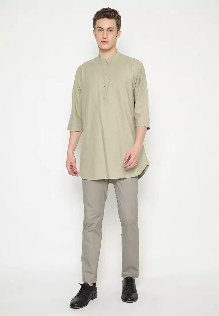 JOBB Hasbi Baju Koko Pria Lengan Pendek Regular Fit Light Olive