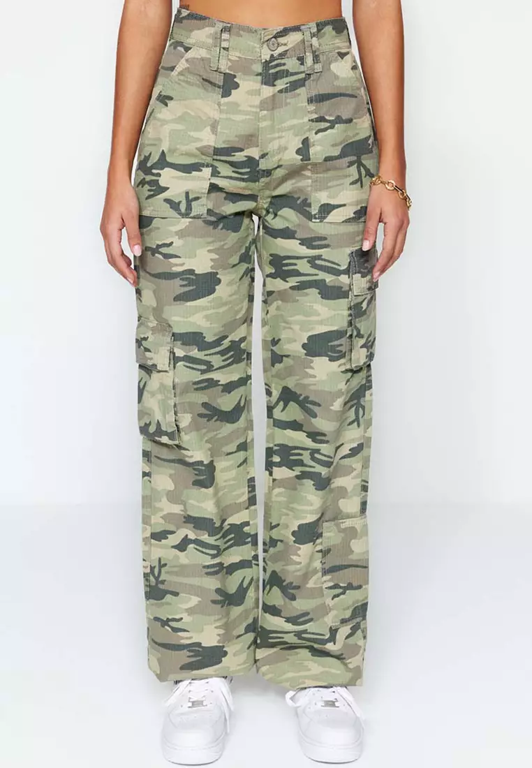 Army print high waisted jeans new arrivals