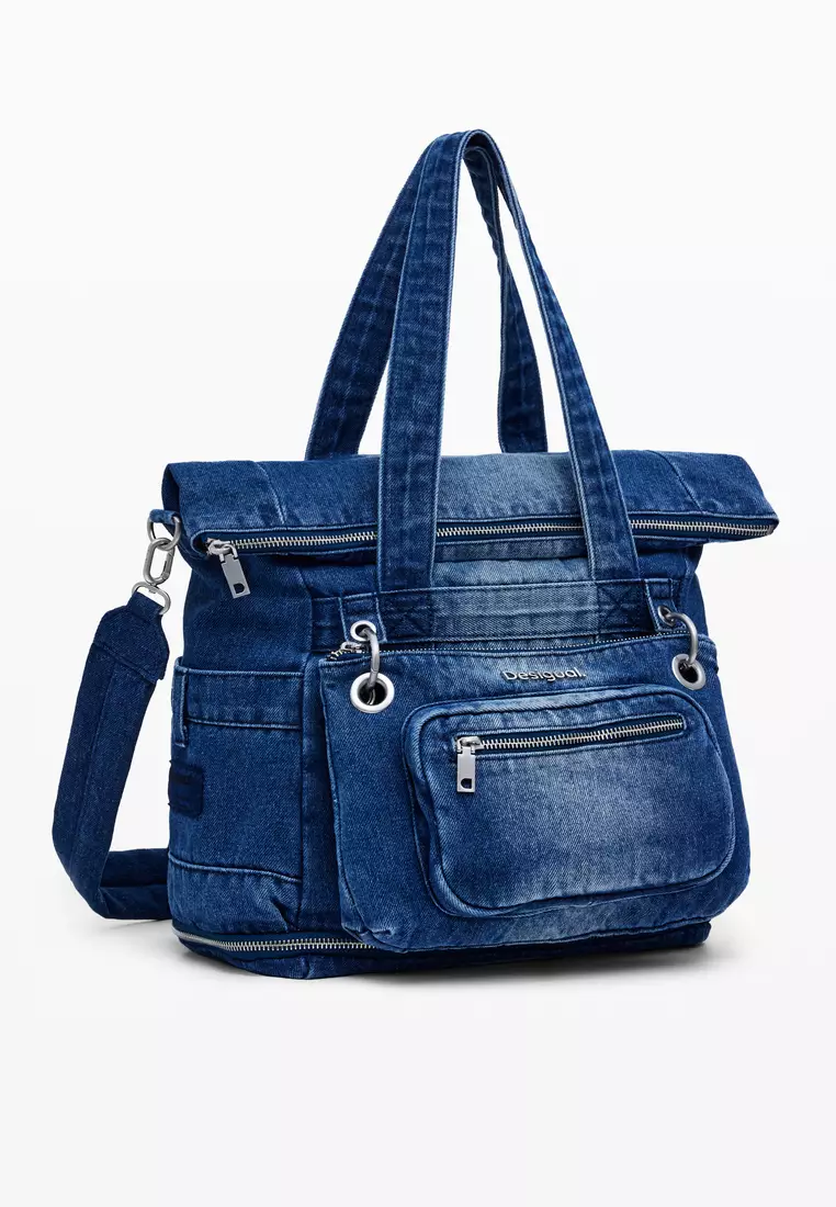 Voyager XL multi-position denim backpack