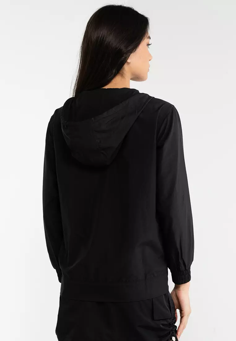 Full zip clearance hooded windbreaker