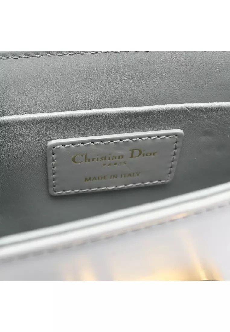 Pre-Loved Christian Dior 30 MONTAIGNE Montaigne box Shoulder bag leather Blue gray