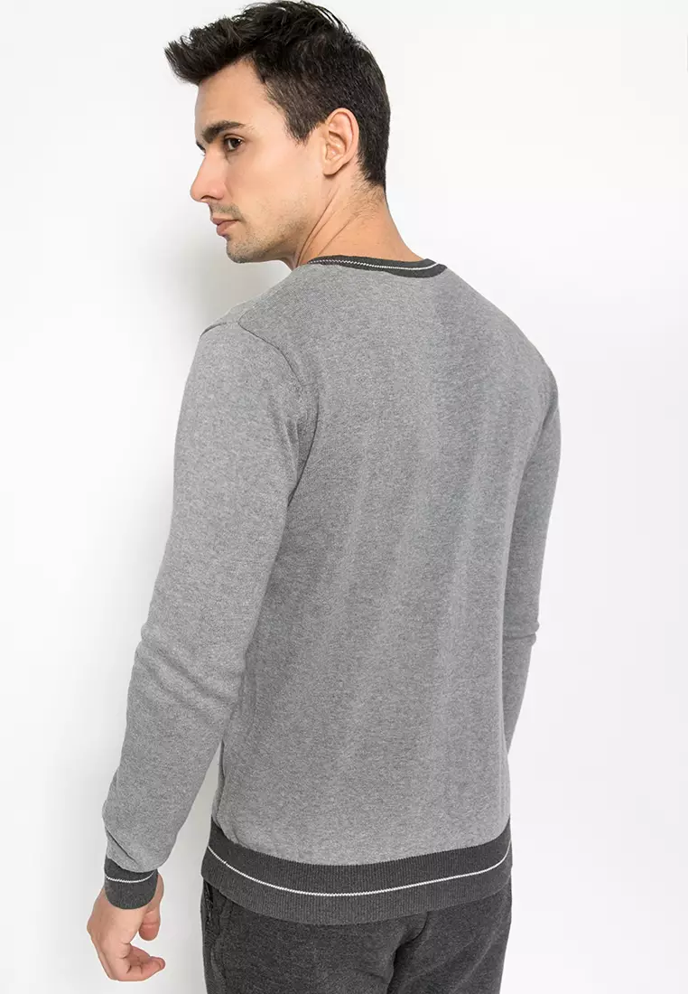 LGS - Sweater Casual - V neck - Abu - Regular Fit