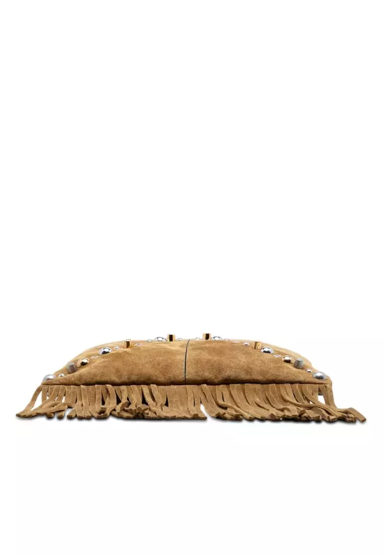 Pre-Loved Valentino Suede Studded Nellcote Fringe Crossbody