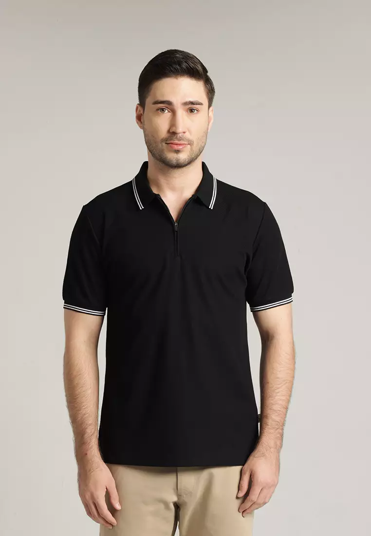 MOC - Kaos Polo Pria Lengan Pendek Derby - Black