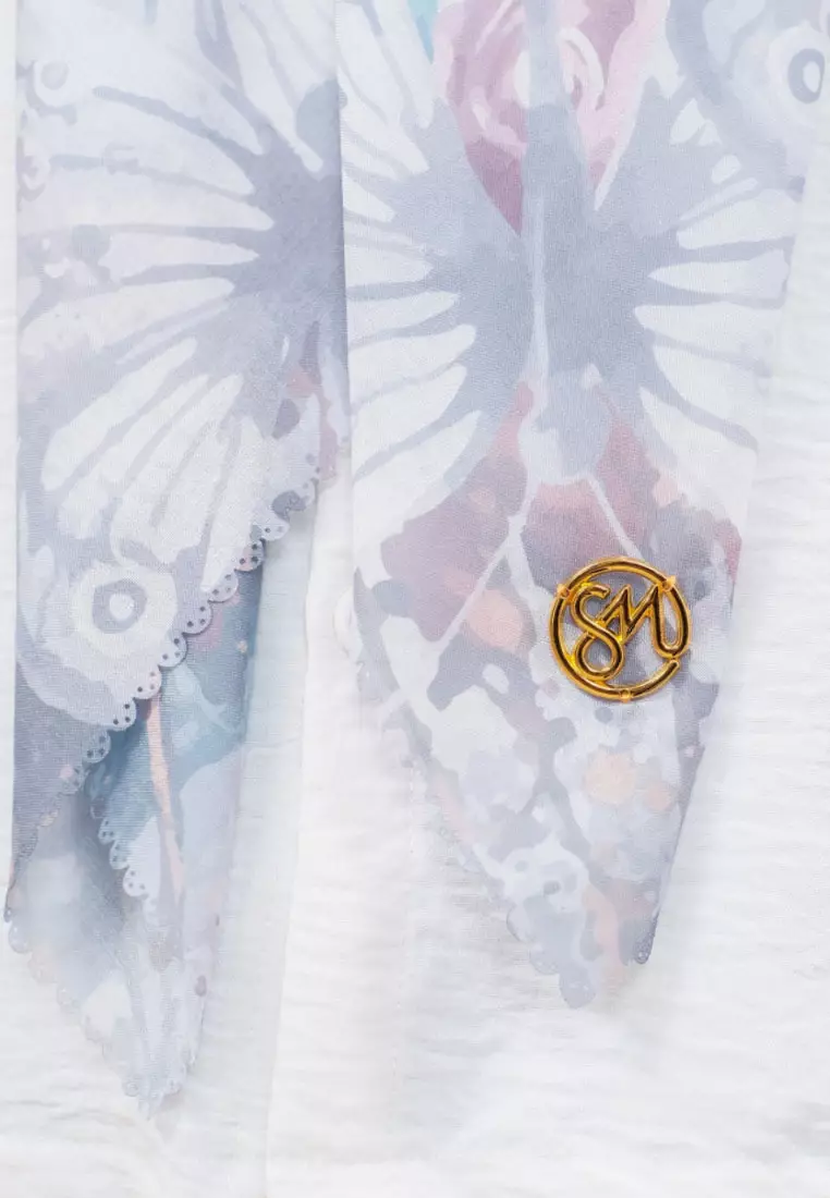 Hijab Segi Empat Wanita Premium Kupu-kupu Series Signature Square Voile Scarf White Dove