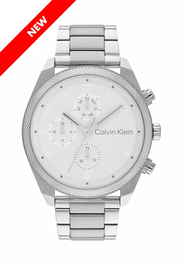 Men's Stainless Steel Bracelet and Silver Dial Quartz Multifunction Watch -CK25200356