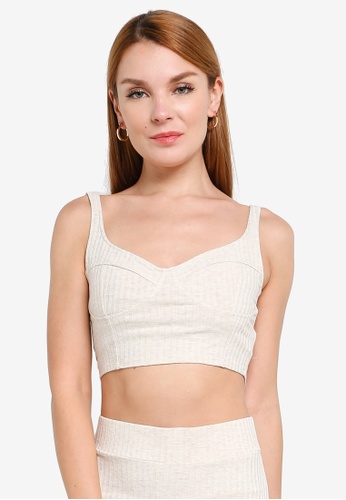 H&M beige Ribbed Strappy Top 67D7EAA3D67688GS_1