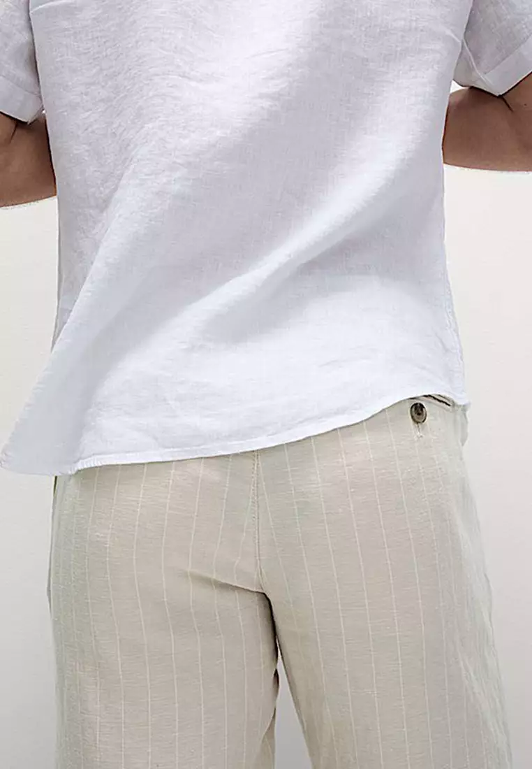 Regular Fit Cotton Linen Blend Chino Shorts