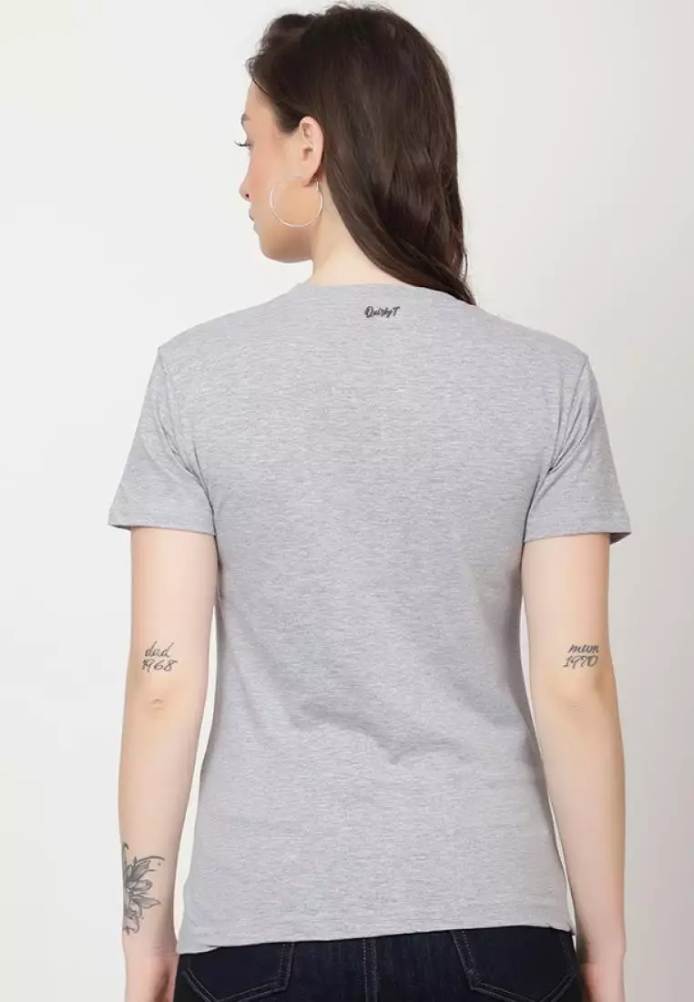 Love Dog Relaxed Short Sleeve Stylish Grey Cotton Casual Graphic Print Tee/TShirt