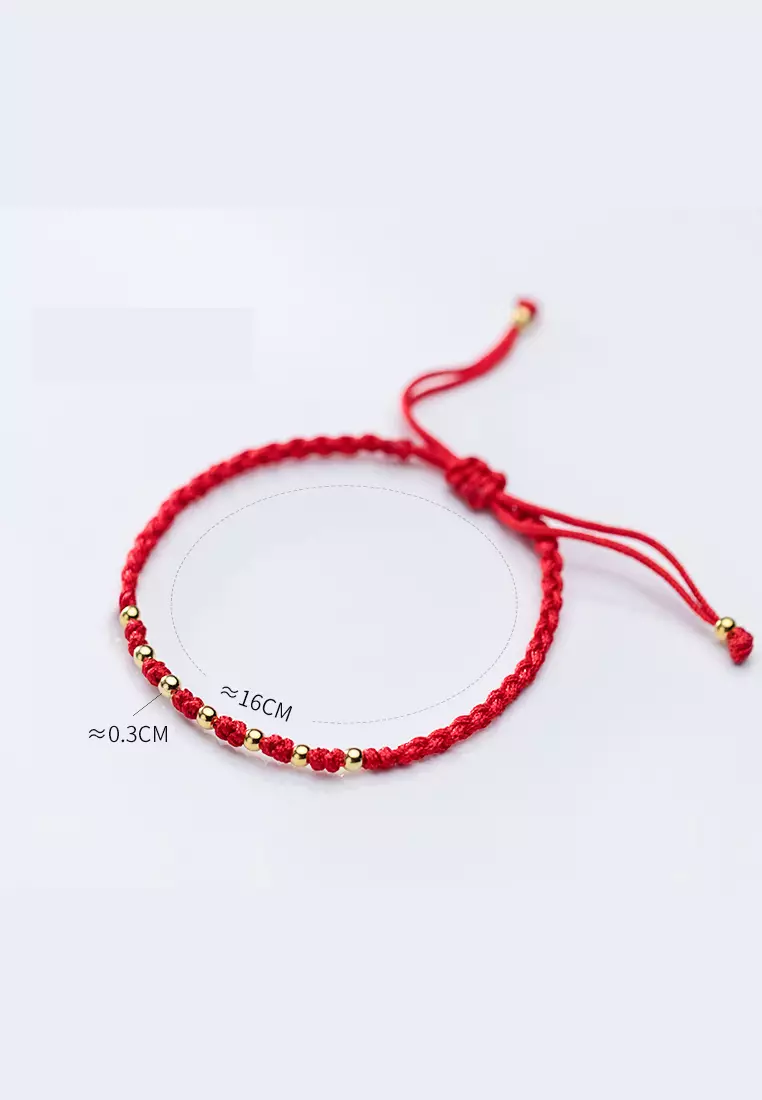 925 Silver Beads x Red Thread Lucky Bracelet JW AR-S3342