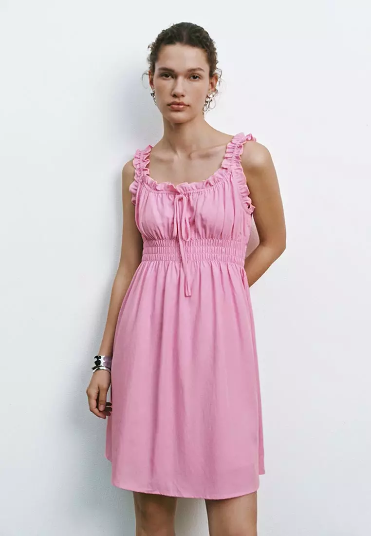 Shirred Ruffle Mini Dresses