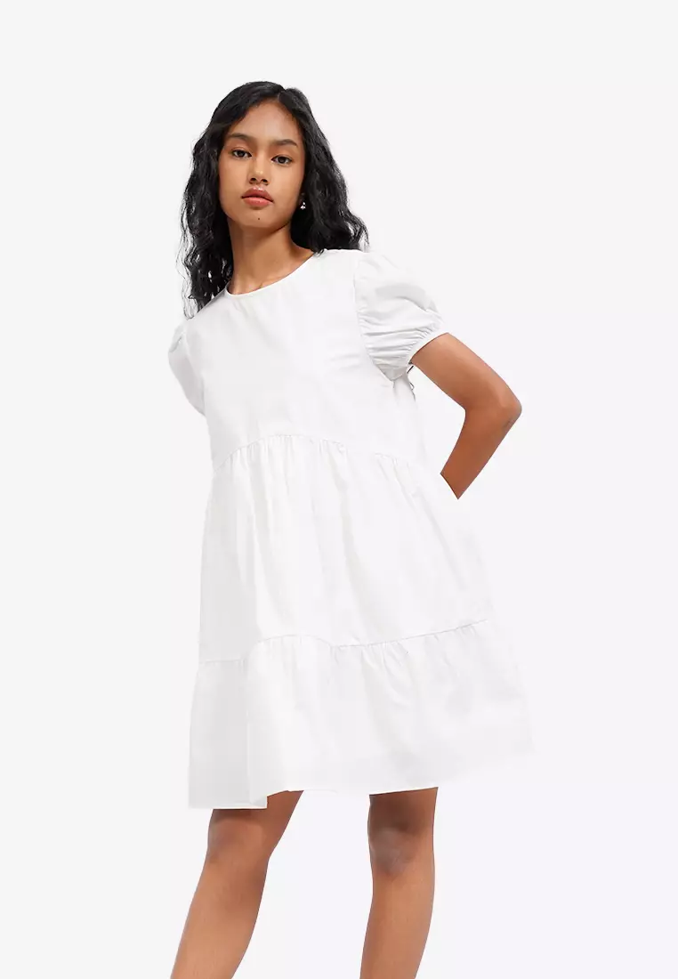 Puff Sleeve Tiered Mini Dress