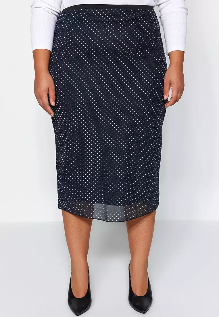 Plus size polka store dot pencil skirt