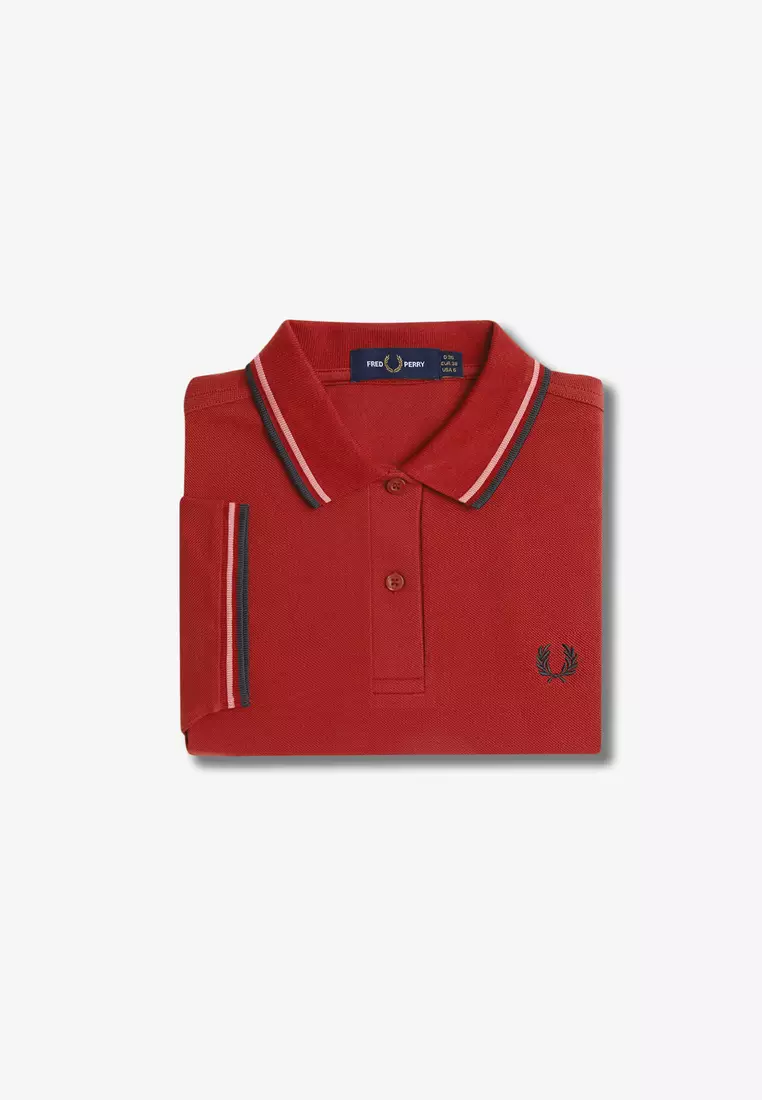 Fred Perry G3600 Twin Tipped Fred Perry Shirt (Burnt Red / Putty Pink / Black)