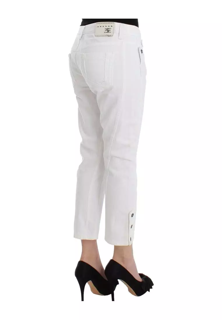 Buy Ermanno Scervino Cropped Cotton Jeans with Logo Details
