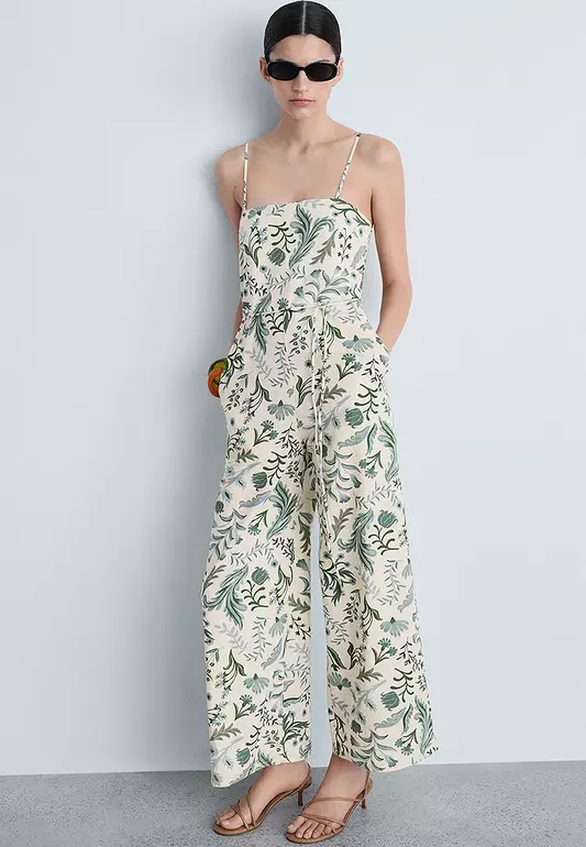 Printed Jumpsuit With Bow