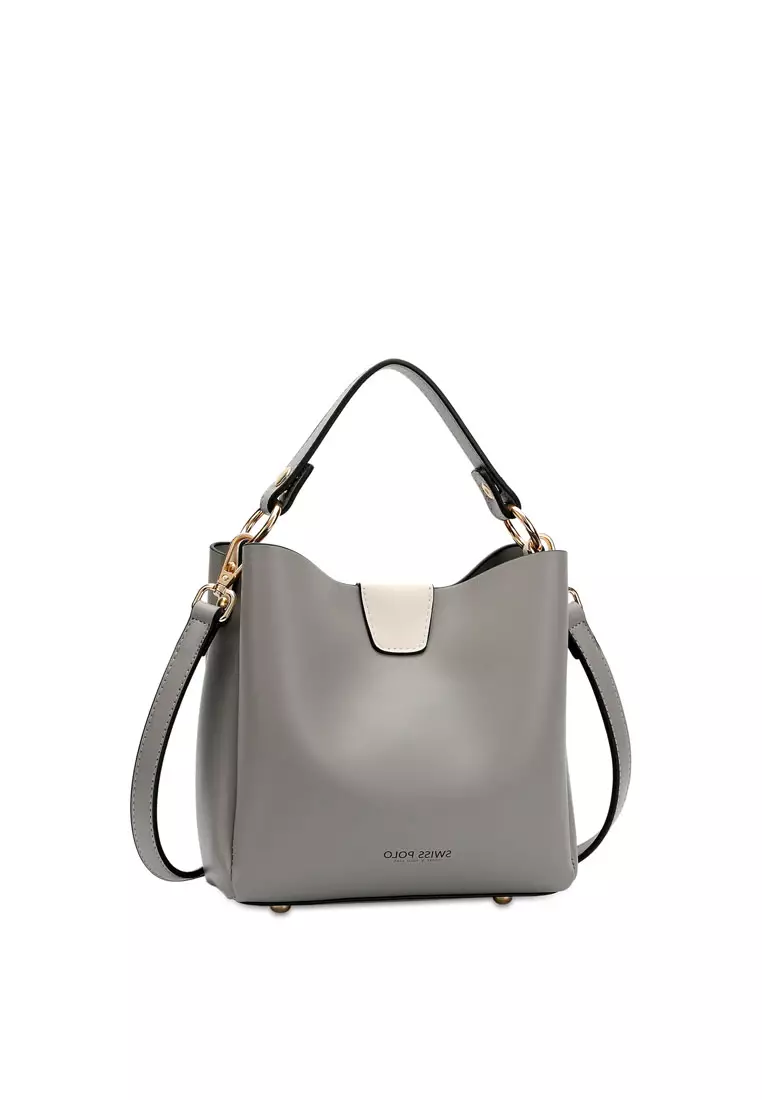 2-In-1 Top Handle Bag Sling Bag & Sling Bag (2-in-1 Tas Tangan & Tas Selempang Wanita) - Abu-Abu