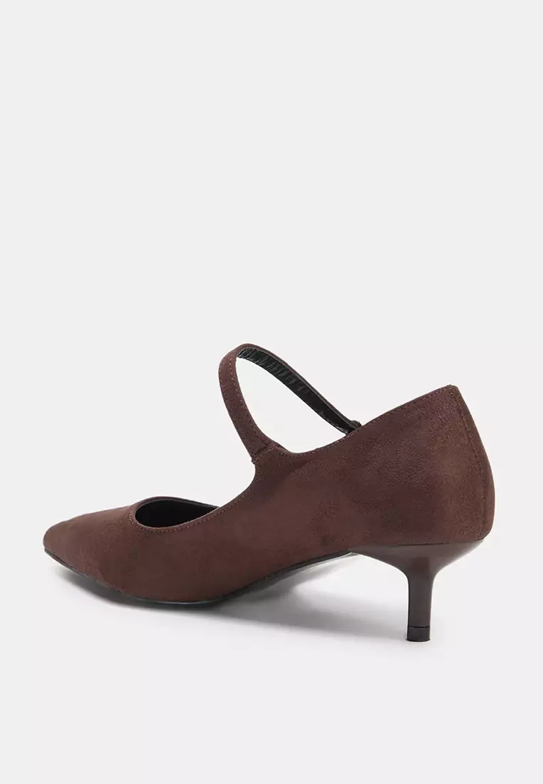 Faux Suede Mary Jane Heels