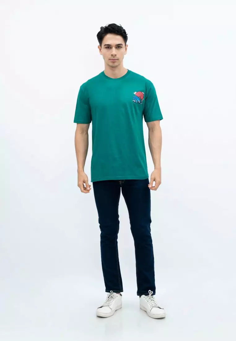 Houseofcuff T-shirt Kaos Motif Dino Japan Pendek Turquoise Size S-4XL